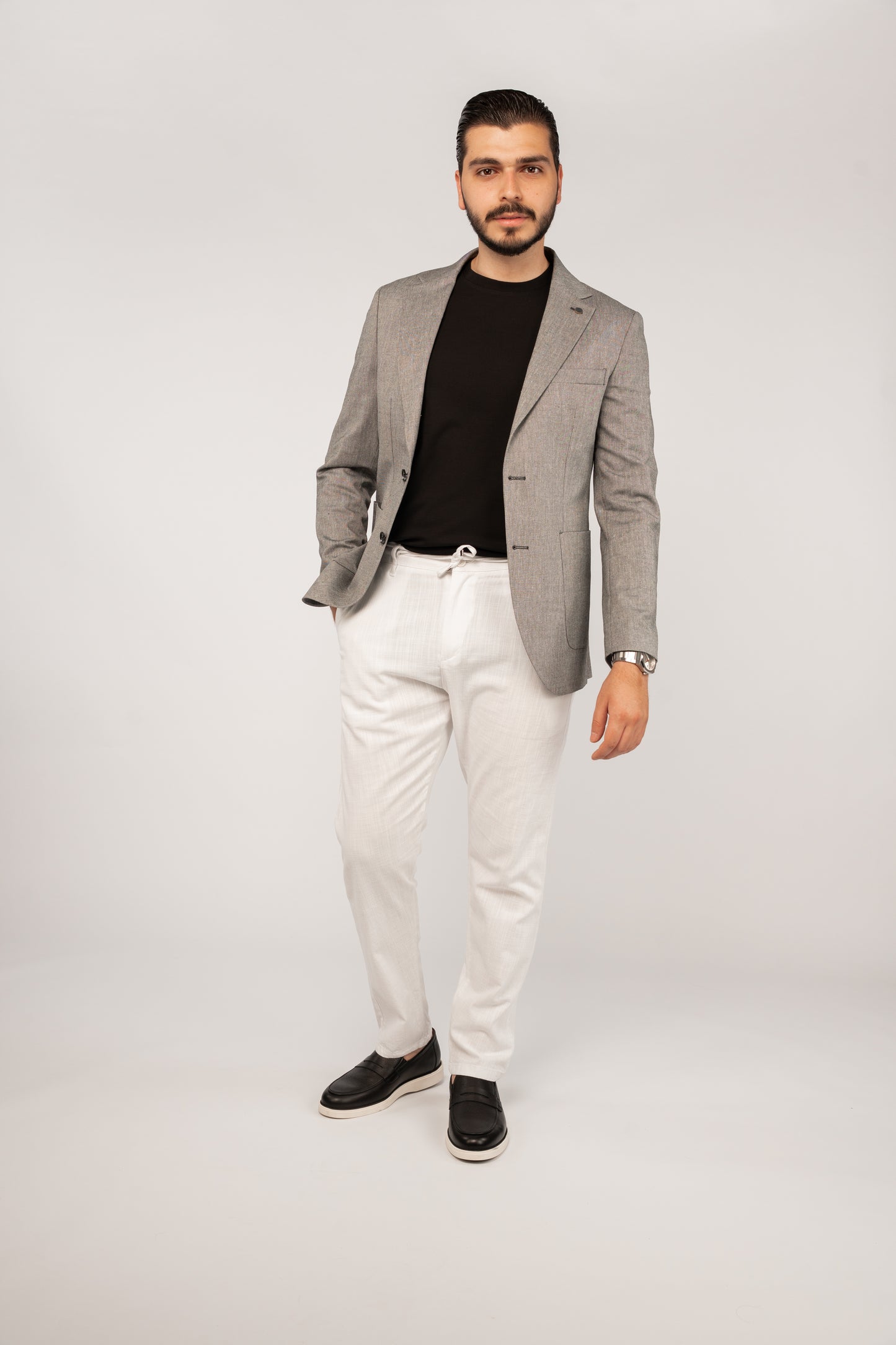 DARK GREY SEMI LINEN BLAZER