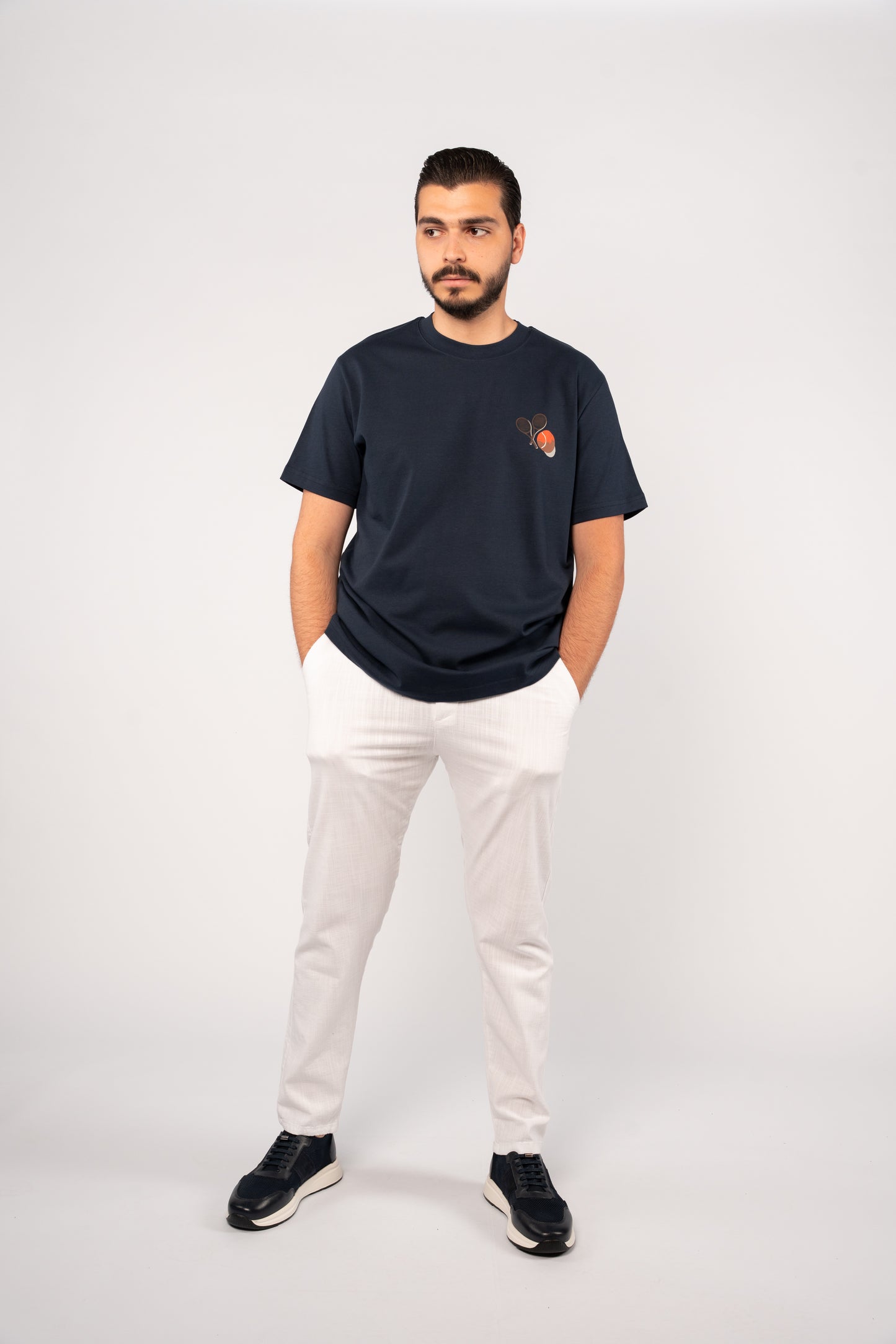 NAVY TENNIS THICK TSHIRT