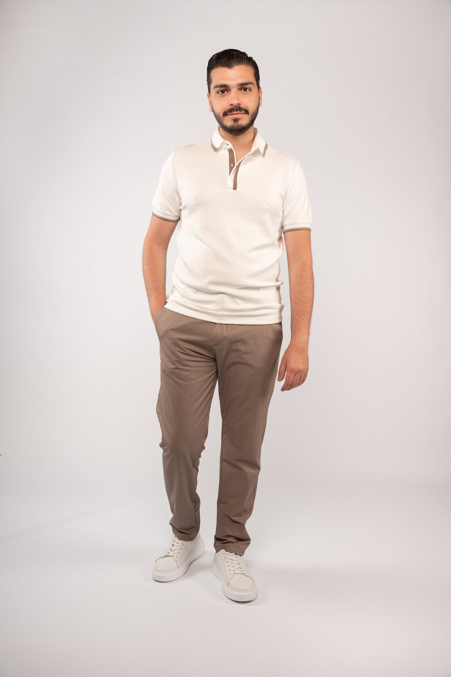WHITE CLIP BUTTON POLO
