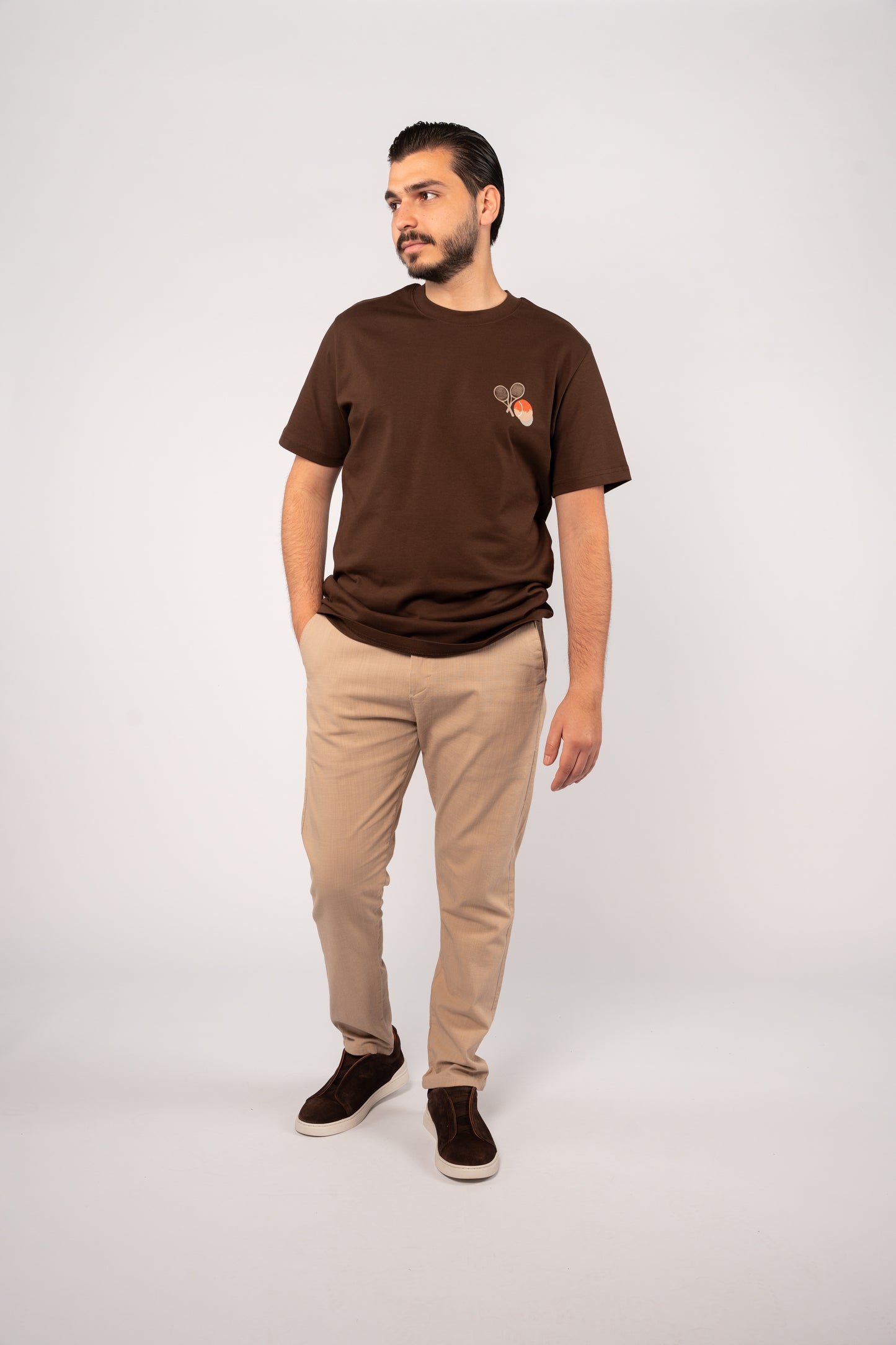 BROWN TENNIS THICK TSHIRT