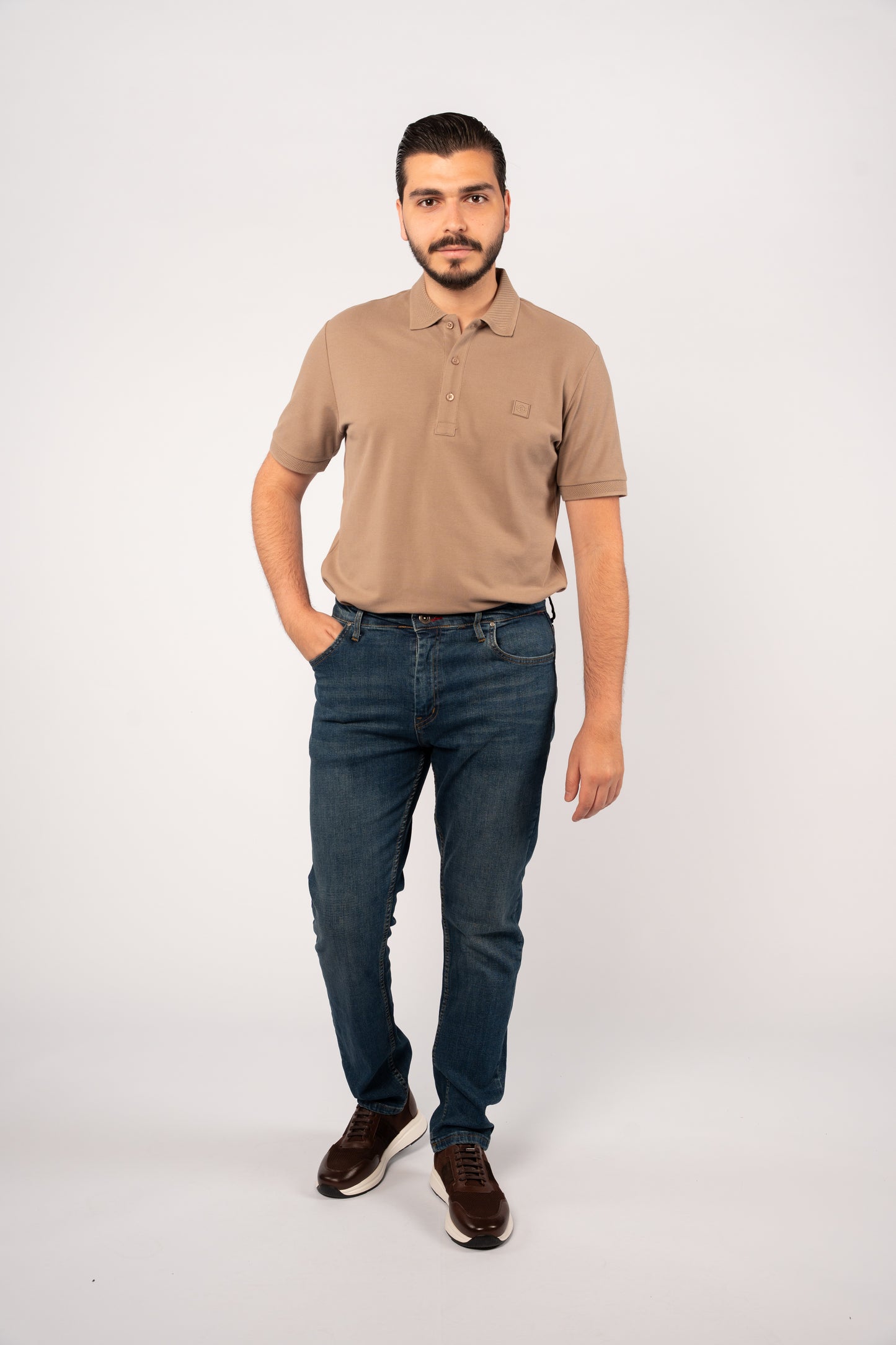 BEIGE CASUAL BUTTON POLO