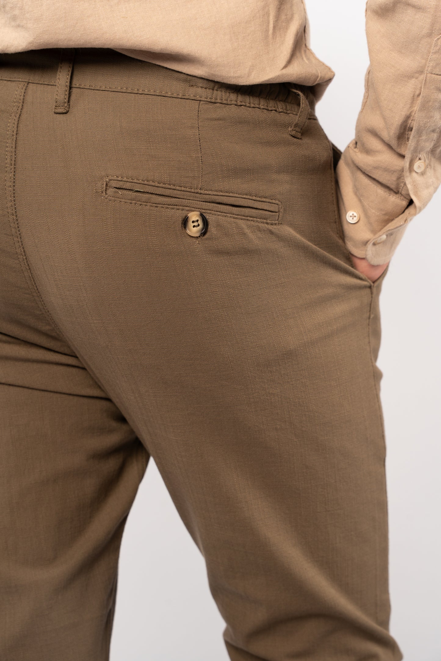 OLIVE LINEN TROUSERS