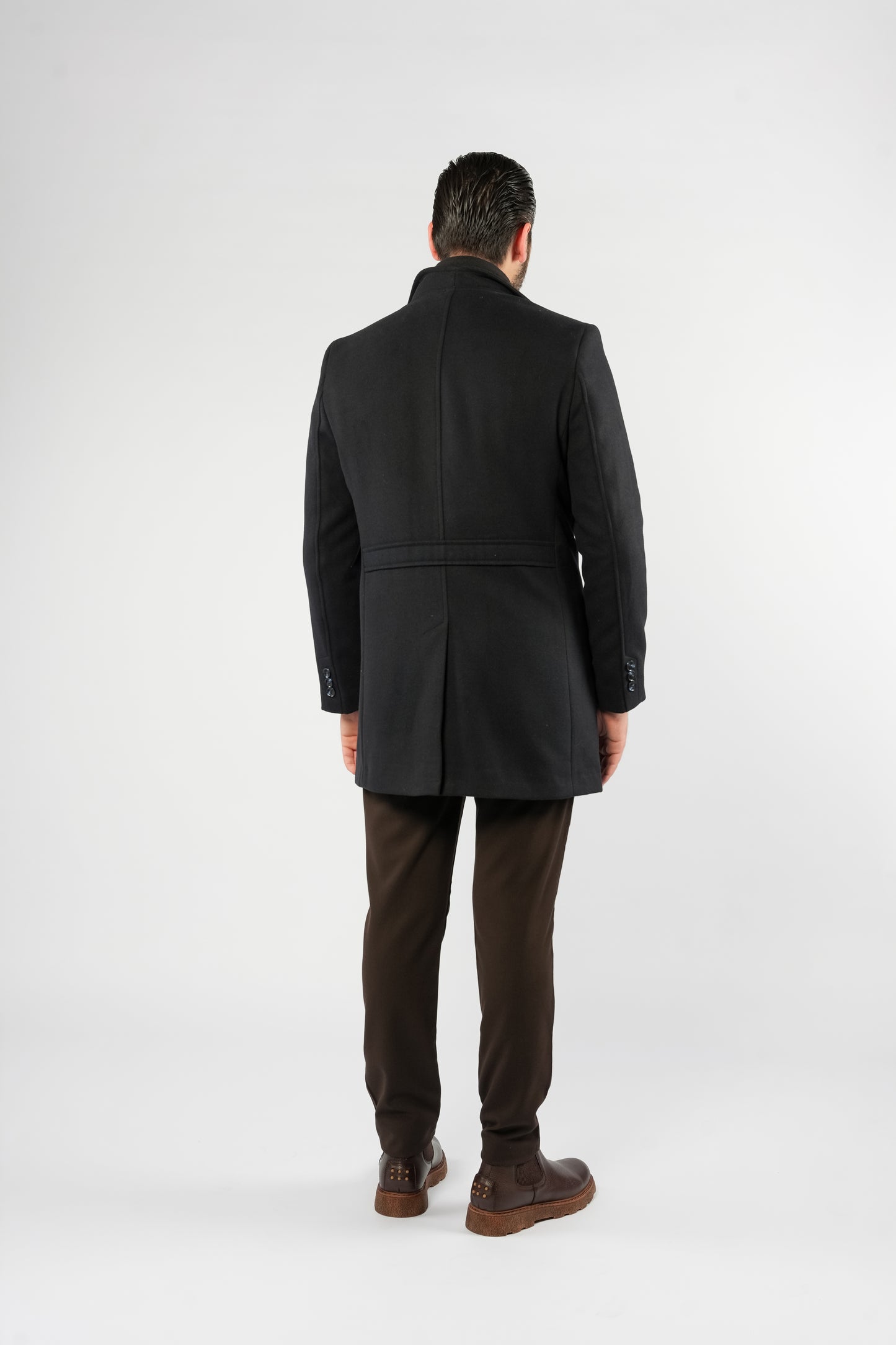 NAVY SOPHISTICATED WOOL COAT