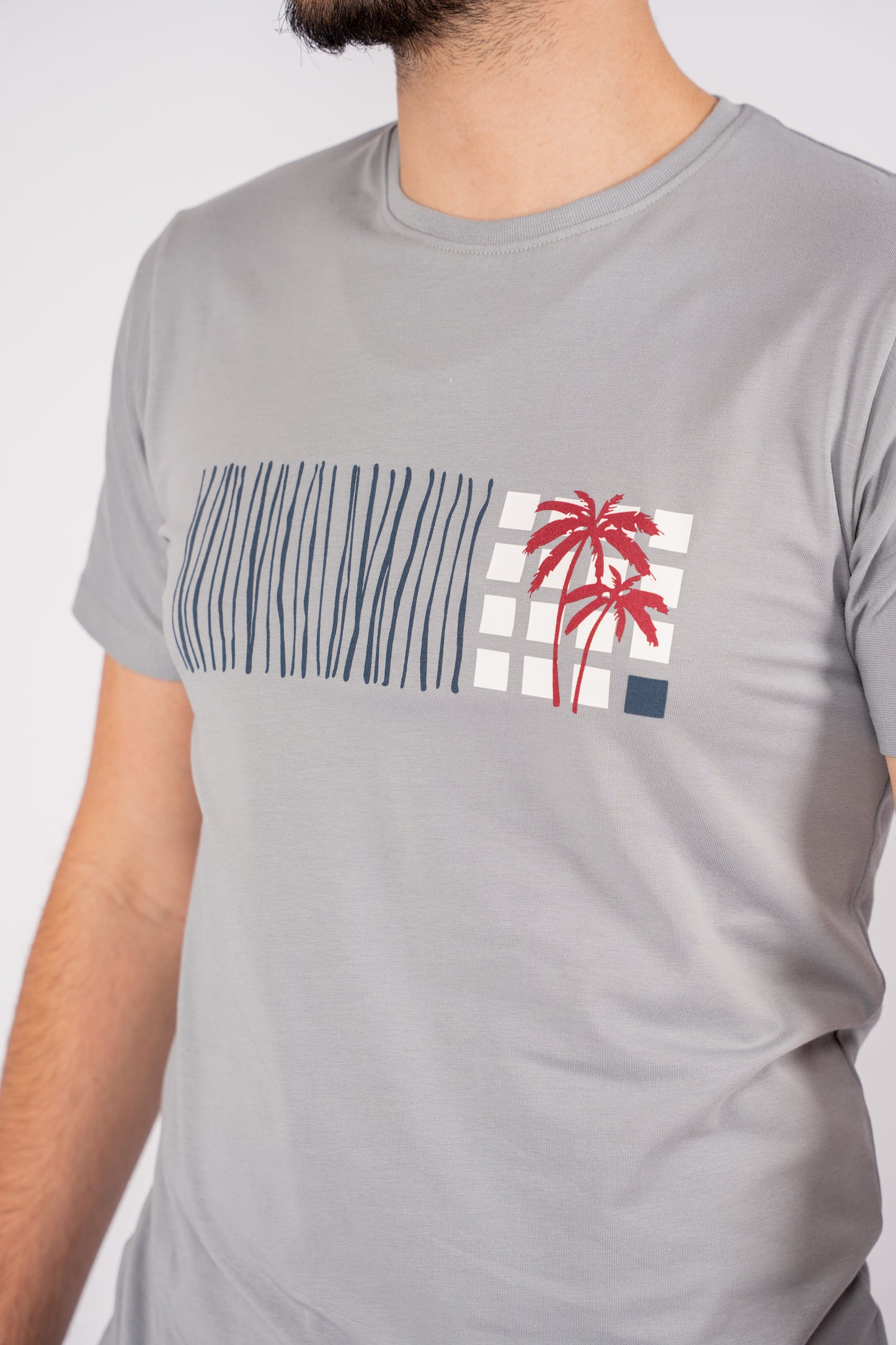 BLUE GREY PALMS TSHIRT
