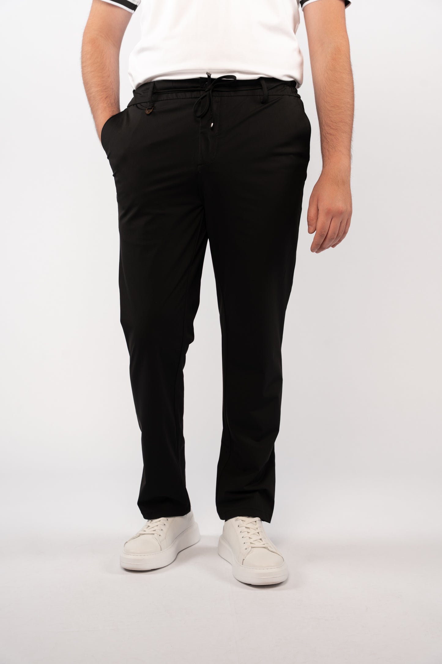 BLACK SEMI CASUAL SPANDEX PANT