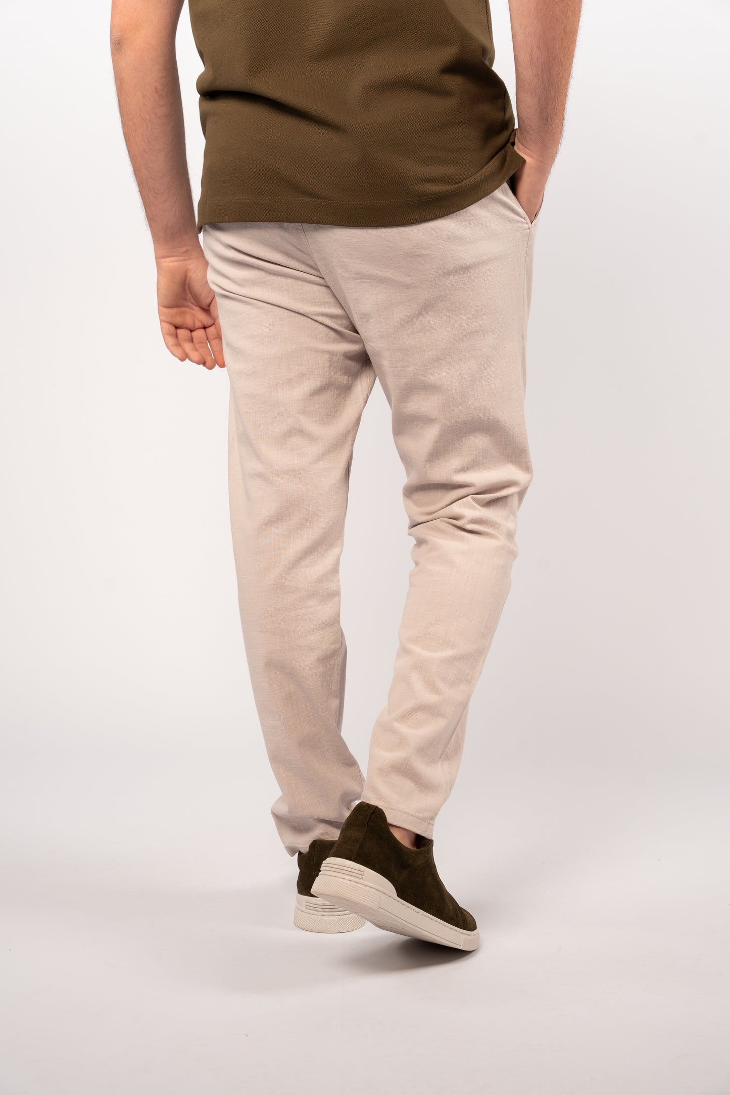 LIGHT BEIGE LINEN TROUSERS