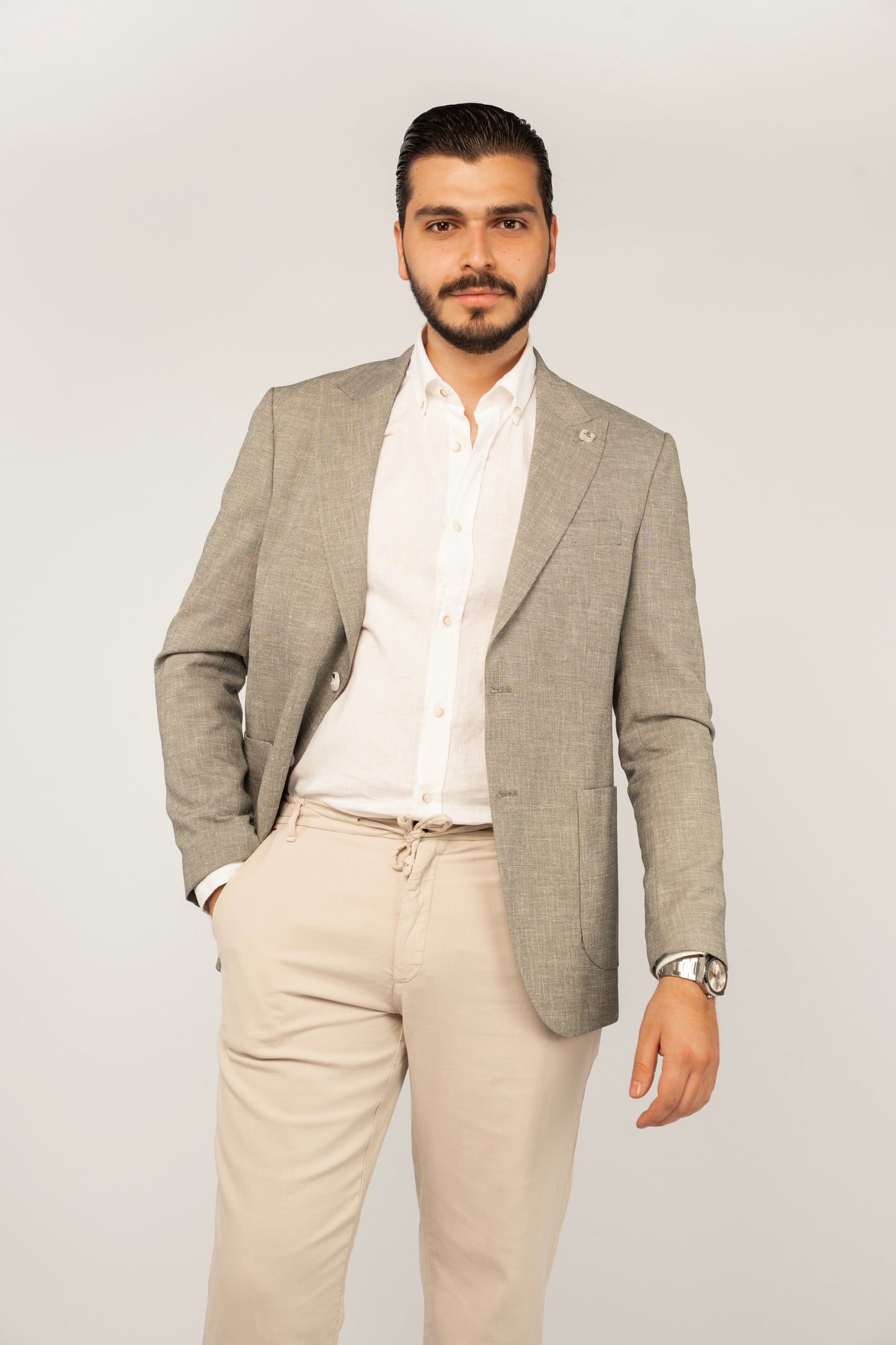 OLIVE SEMI LINEN BLAZER