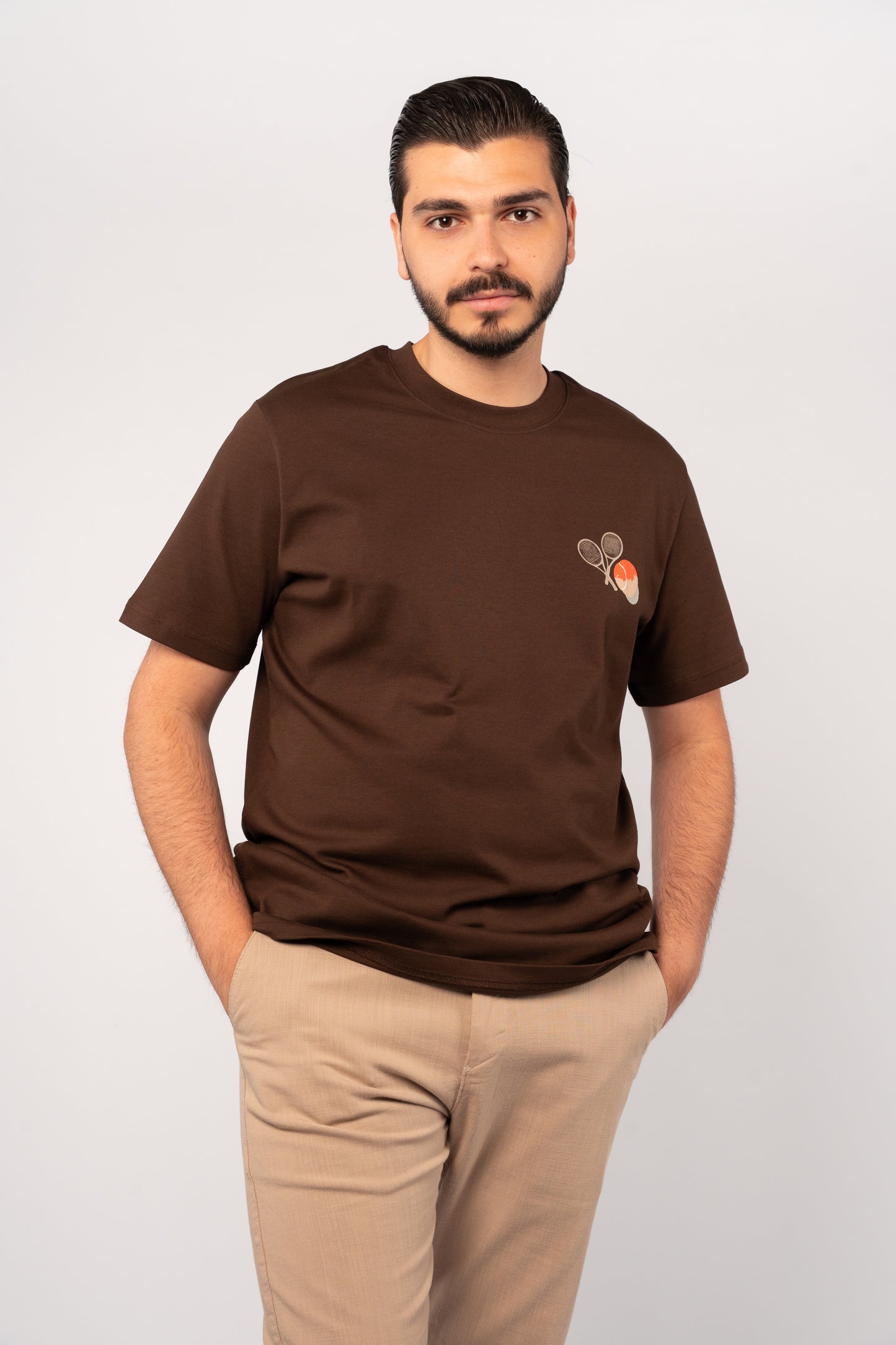 BROWN TENNIS THICK TSHIRT