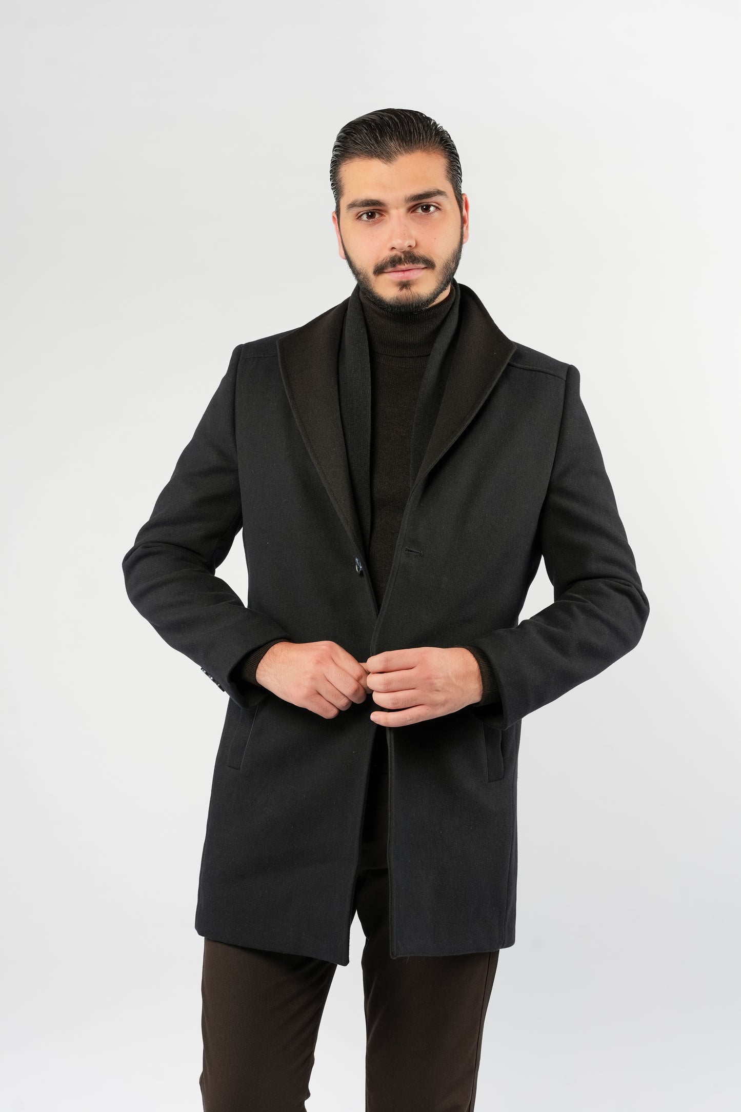 NAVY SOPHISTICATED WOOL COAT