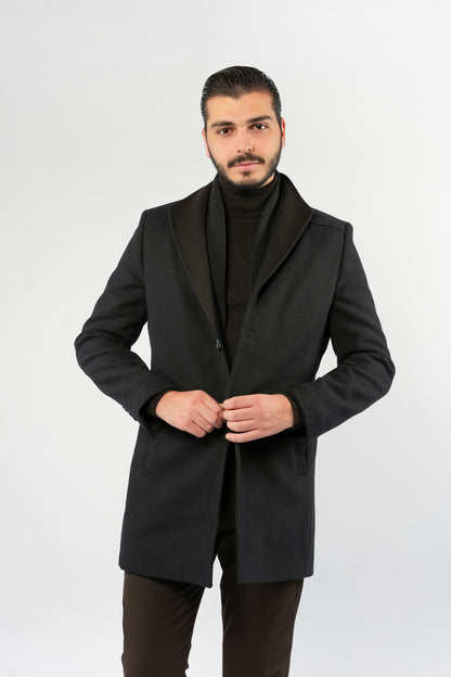 NAVY SOPHISTICATED WOOL COAT