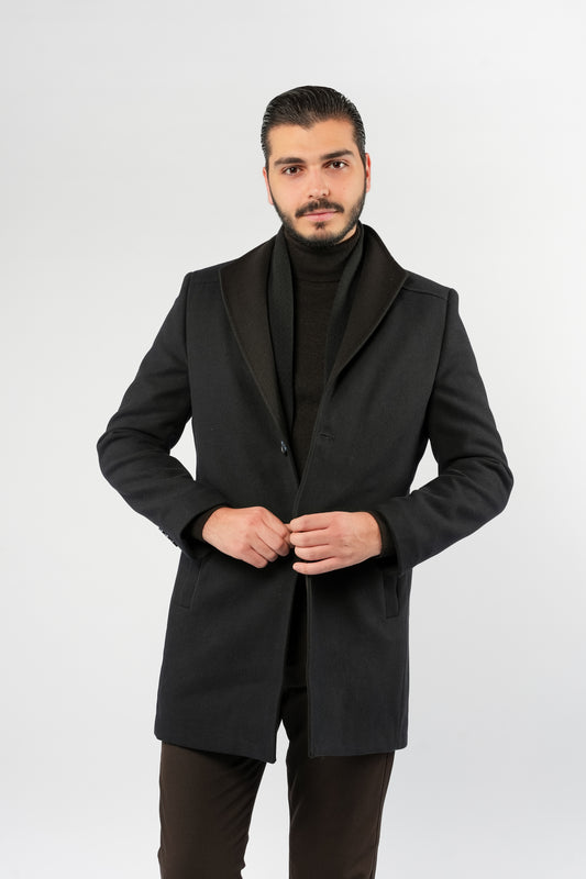 NAVY SOPHISTICATED WOOL COAT