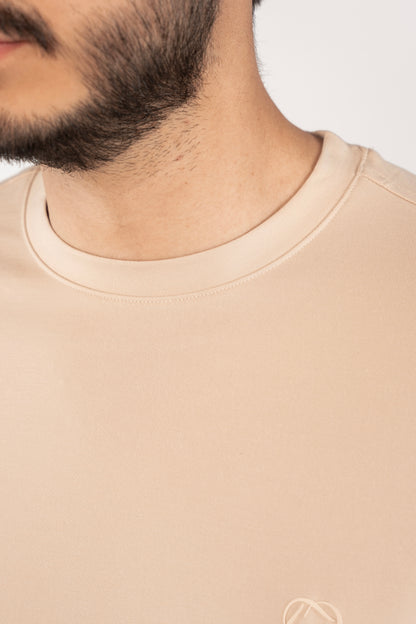 BEIGE CASUAL RAYON TSHIRT