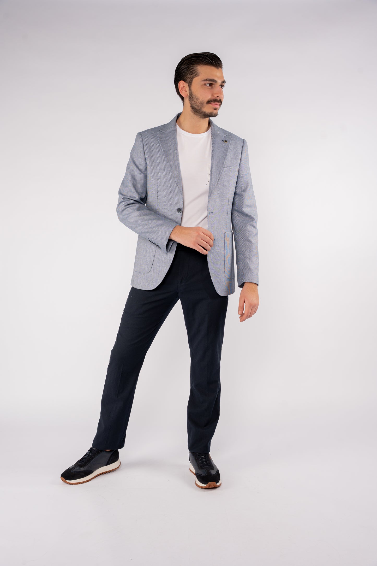 NAVY MINIMAL ZIGZAG BLAZER