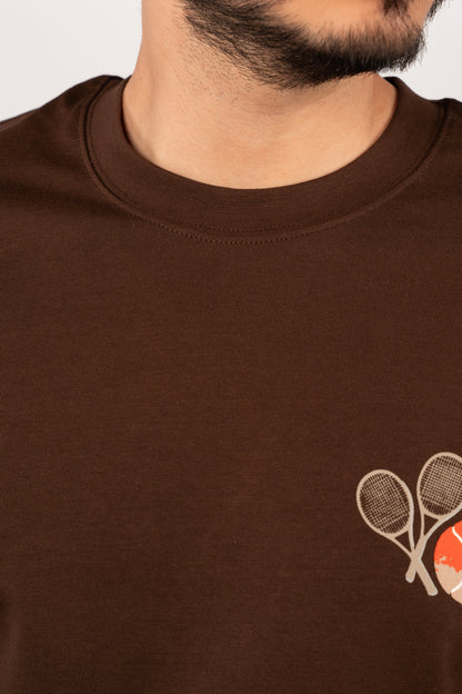 BROWN TENNIS THICK TSHIRT