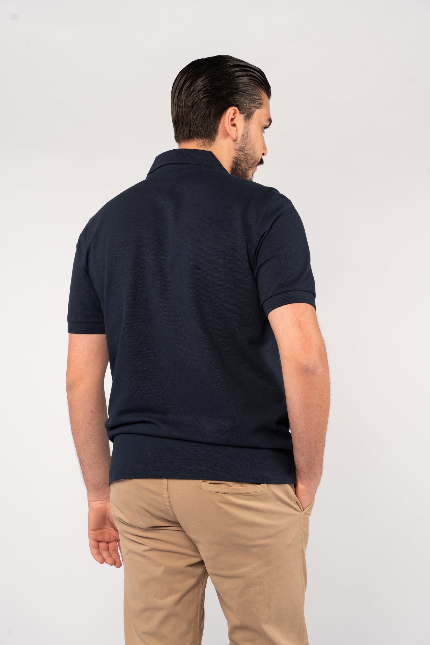 NAVY MINIMAL PALM POLO