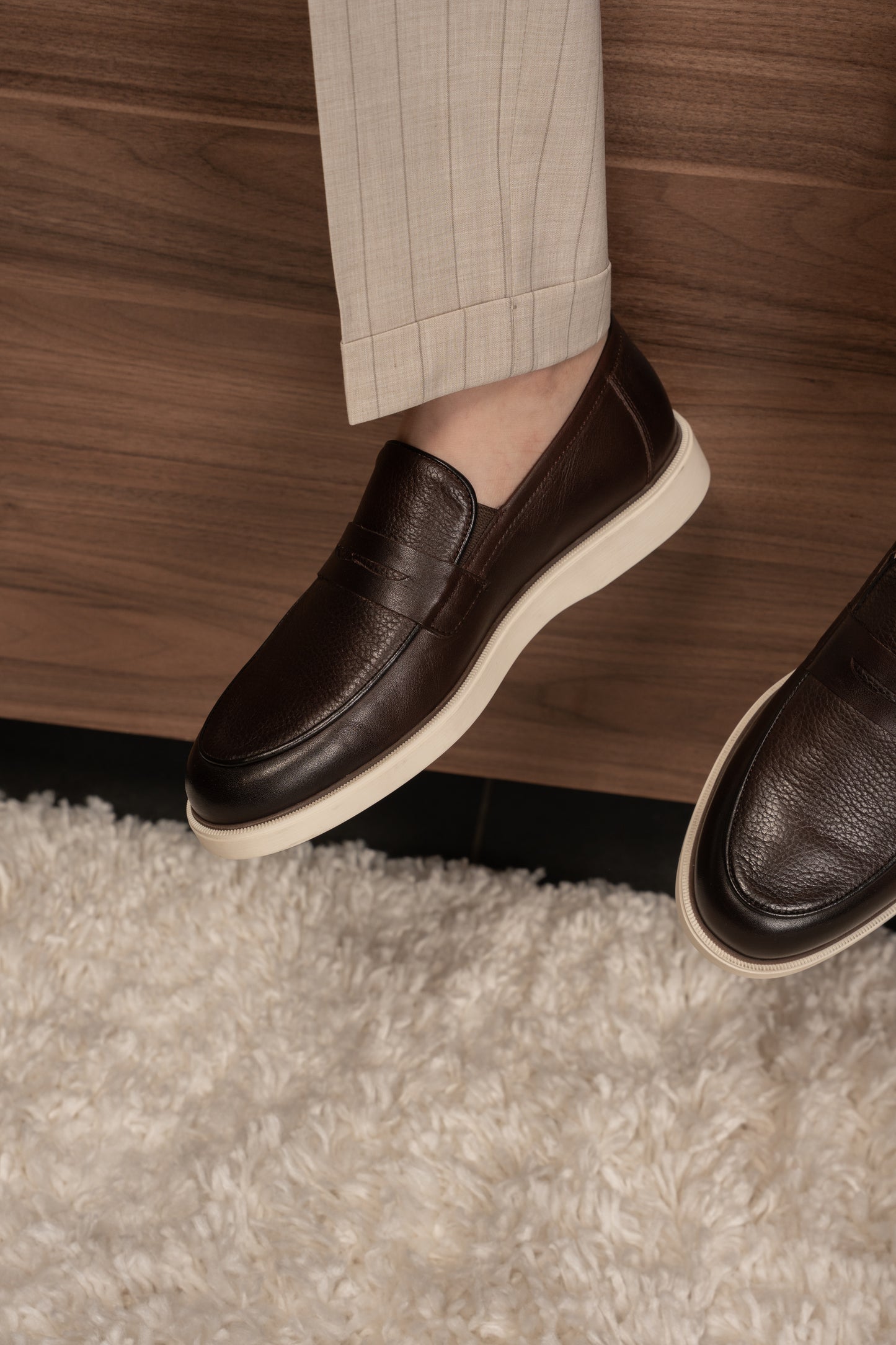 BEIGE LINED DOBETTI SUIT