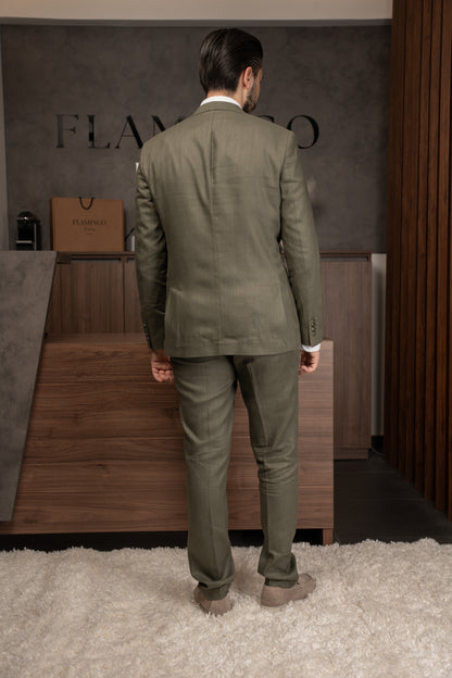 OLIVE CASUAL LINEN SUIT