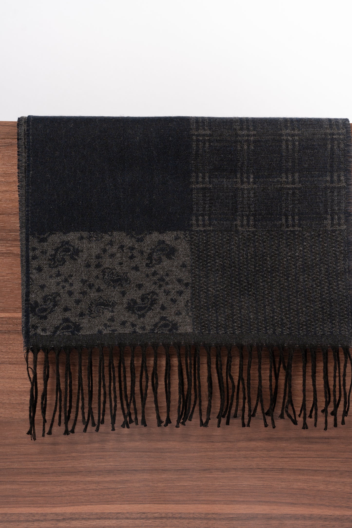 NAVY GREY CASHMERE SCARF