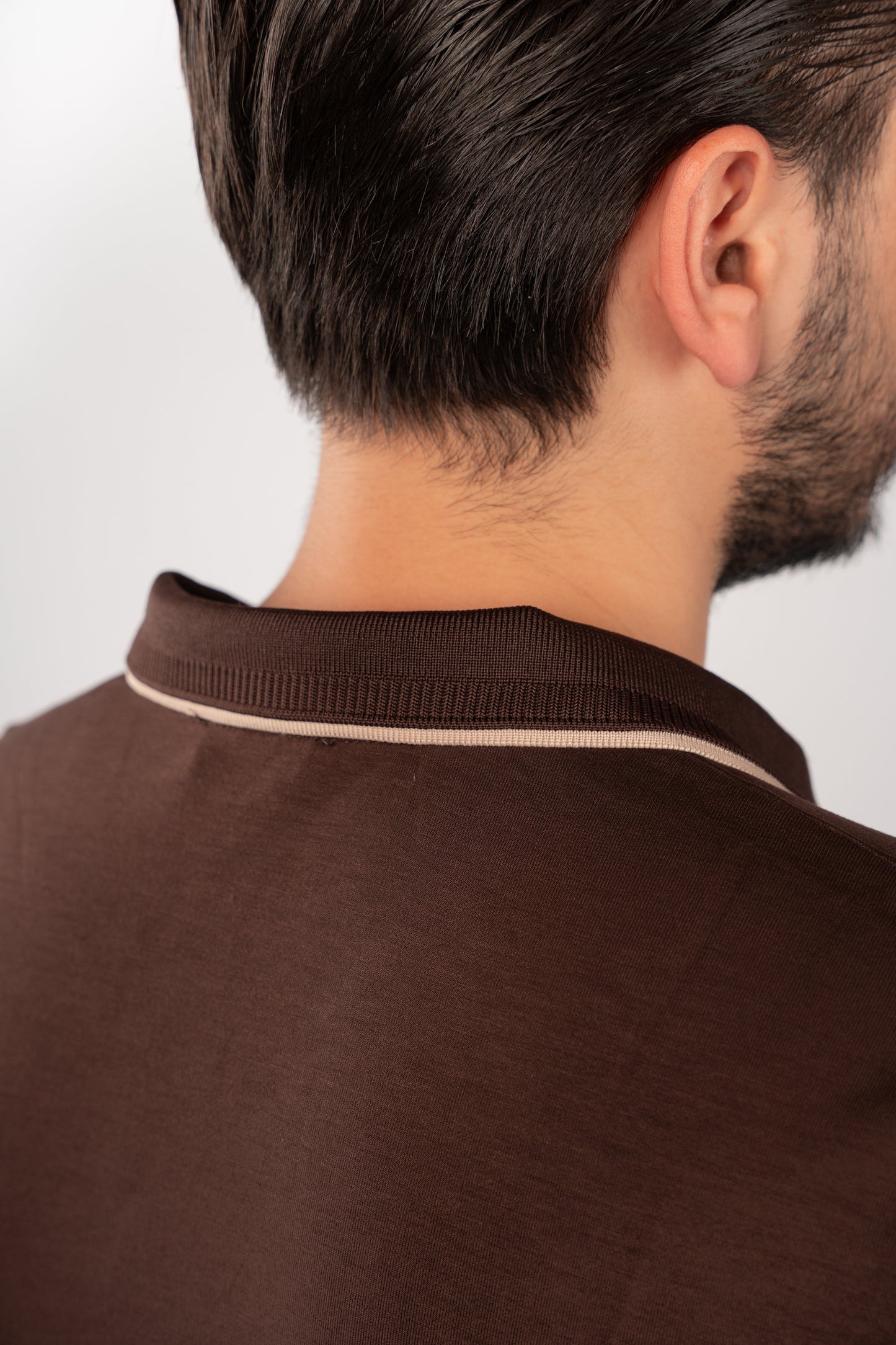 BROWN CASUAL VNECK POLO