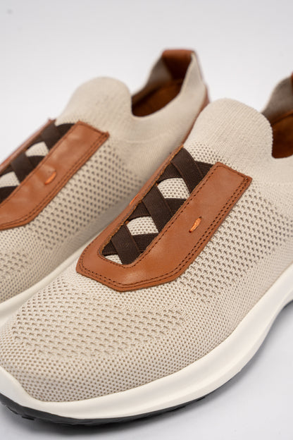 BEIGE CASUAL ELASTIC SNEAKER