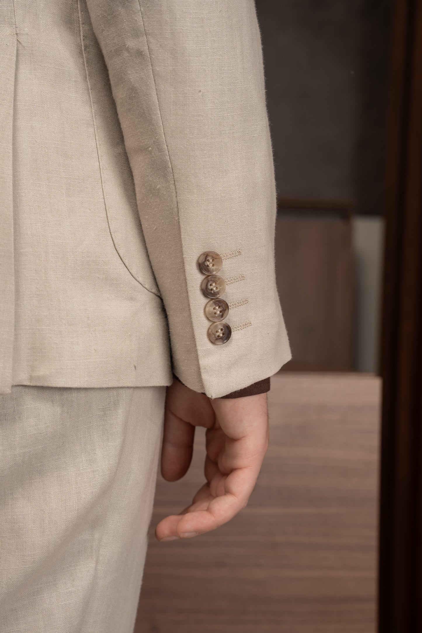 BEIGE CASUAL LINEN SUIT