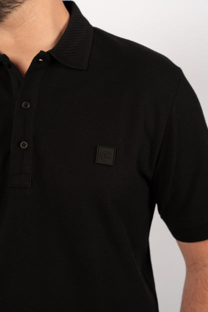 BLACK CASUAL BUTTON POLO