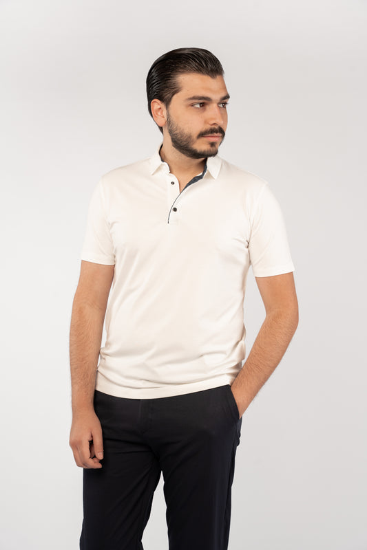 WHITE CLIP BUTTON RAYON POLO