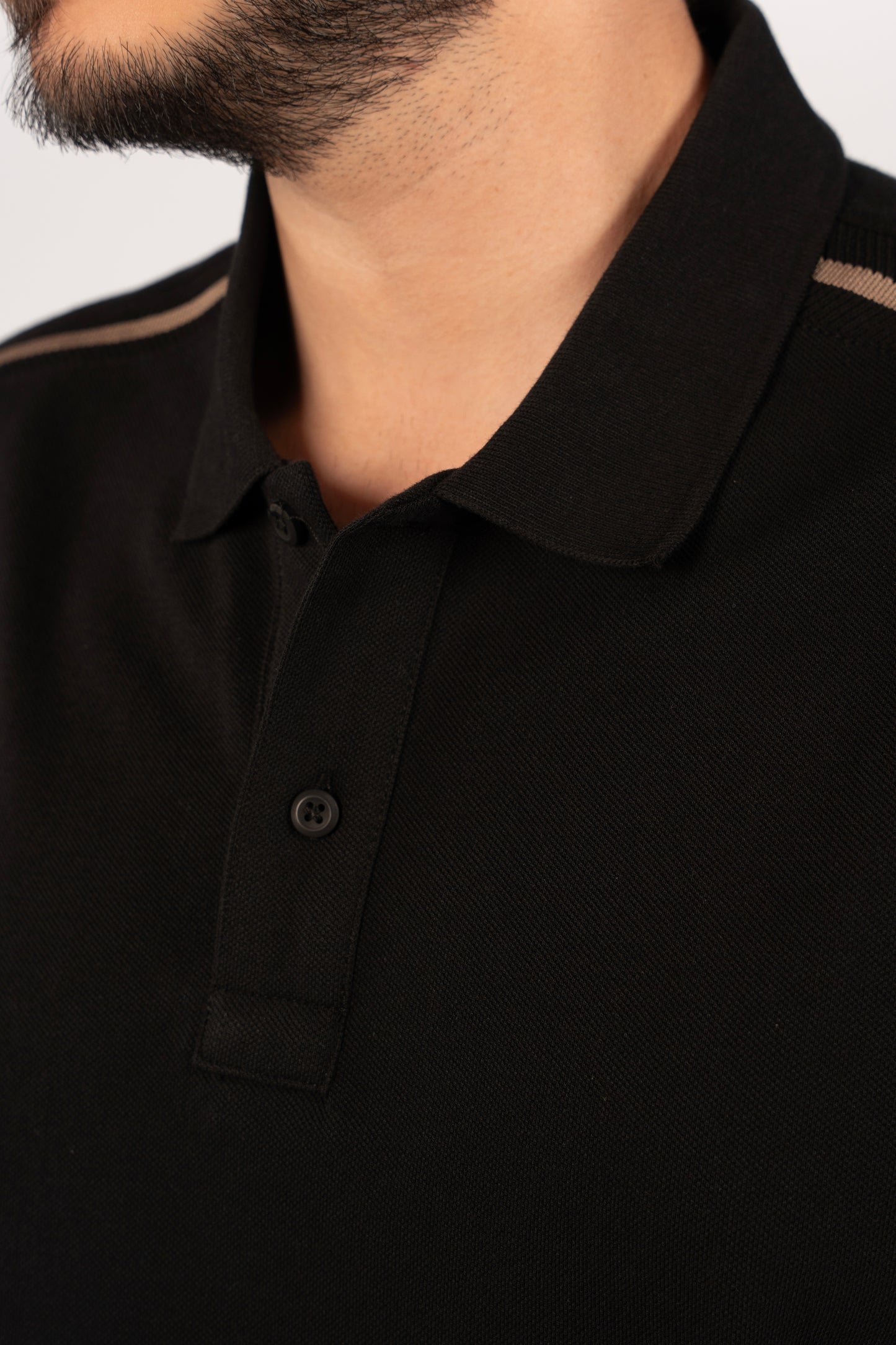 BLACK CASUAL BUTTON POLO