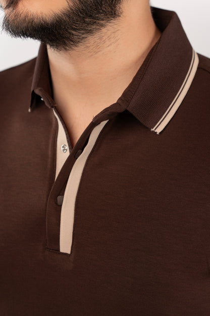 BROWN CLIP BUTTON POLO
