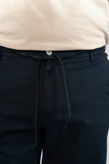 NAVY LINEN SHORT