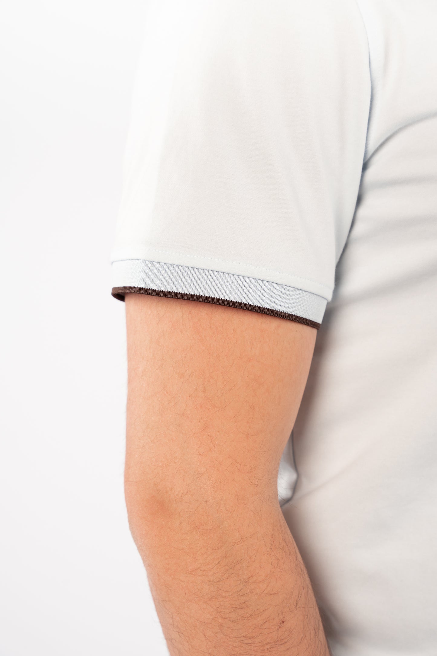 BLUE BROWN LINE ZIPPER MERCERIZED POLO
