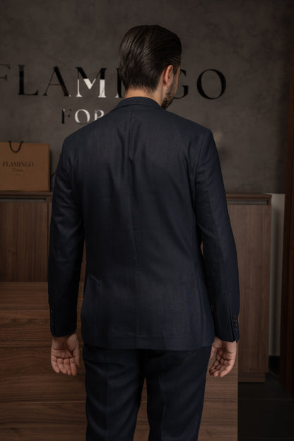 NAVY CASUAL LINEN SUIT