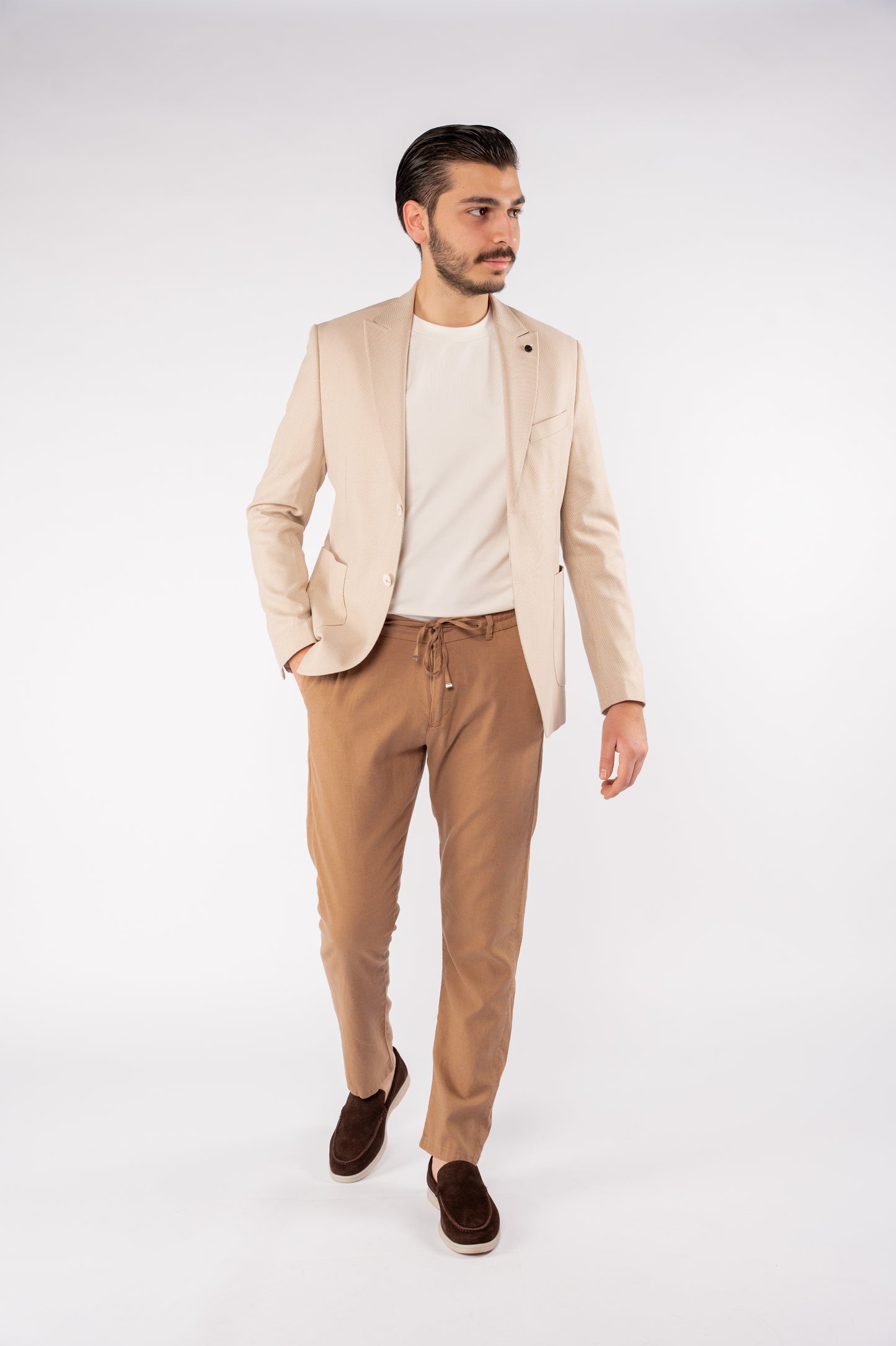 BEIGE ZIGZAG TEXTURE BLAZER