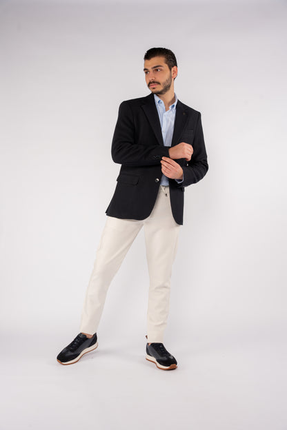 NAVY DIAGONAL TEXTURE BLAZER