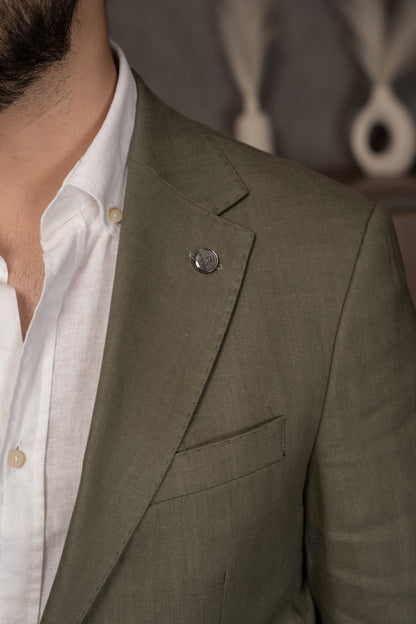 OLIVE CASUAL LINEN SUIT