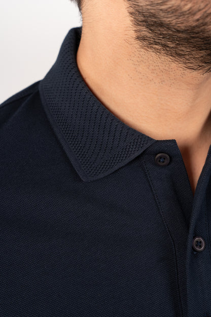 NAVY CASUAL BUTTON POLO