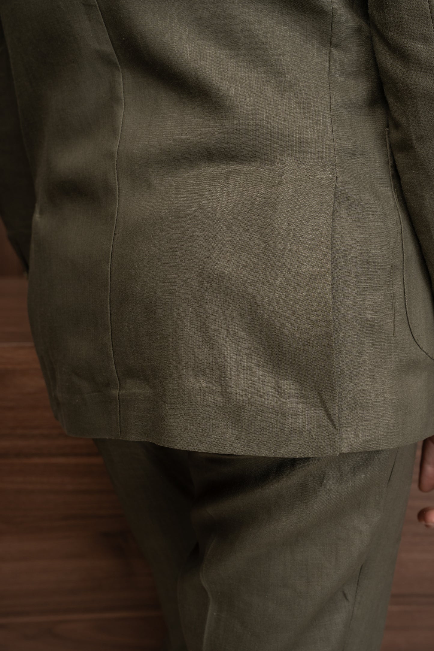 OLIVE CASUAL LINEN SUIT