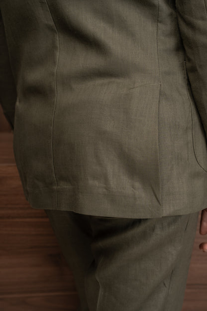 OLIVE CASUAL LINEN SUIT