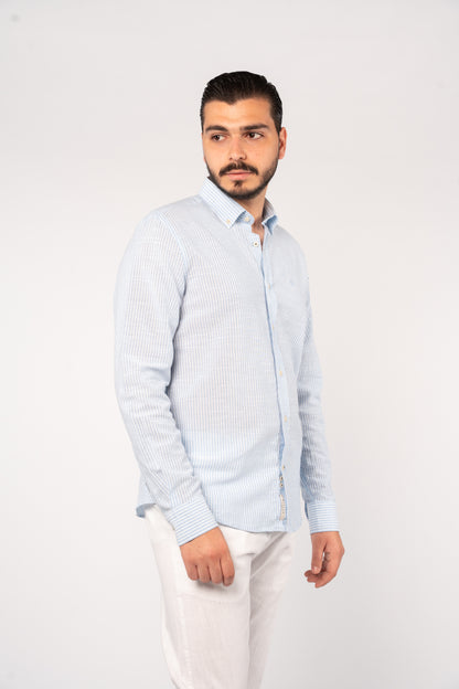 BLUE LINED OXFORD SHIRT