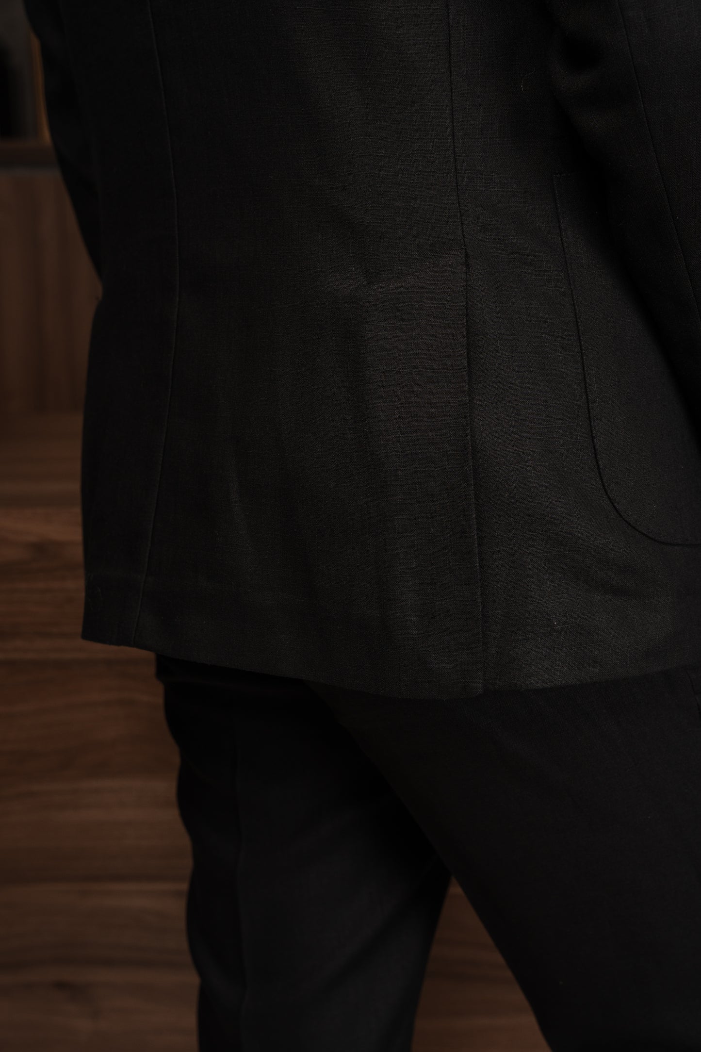 BLACK CASUAL LINEN SUIT