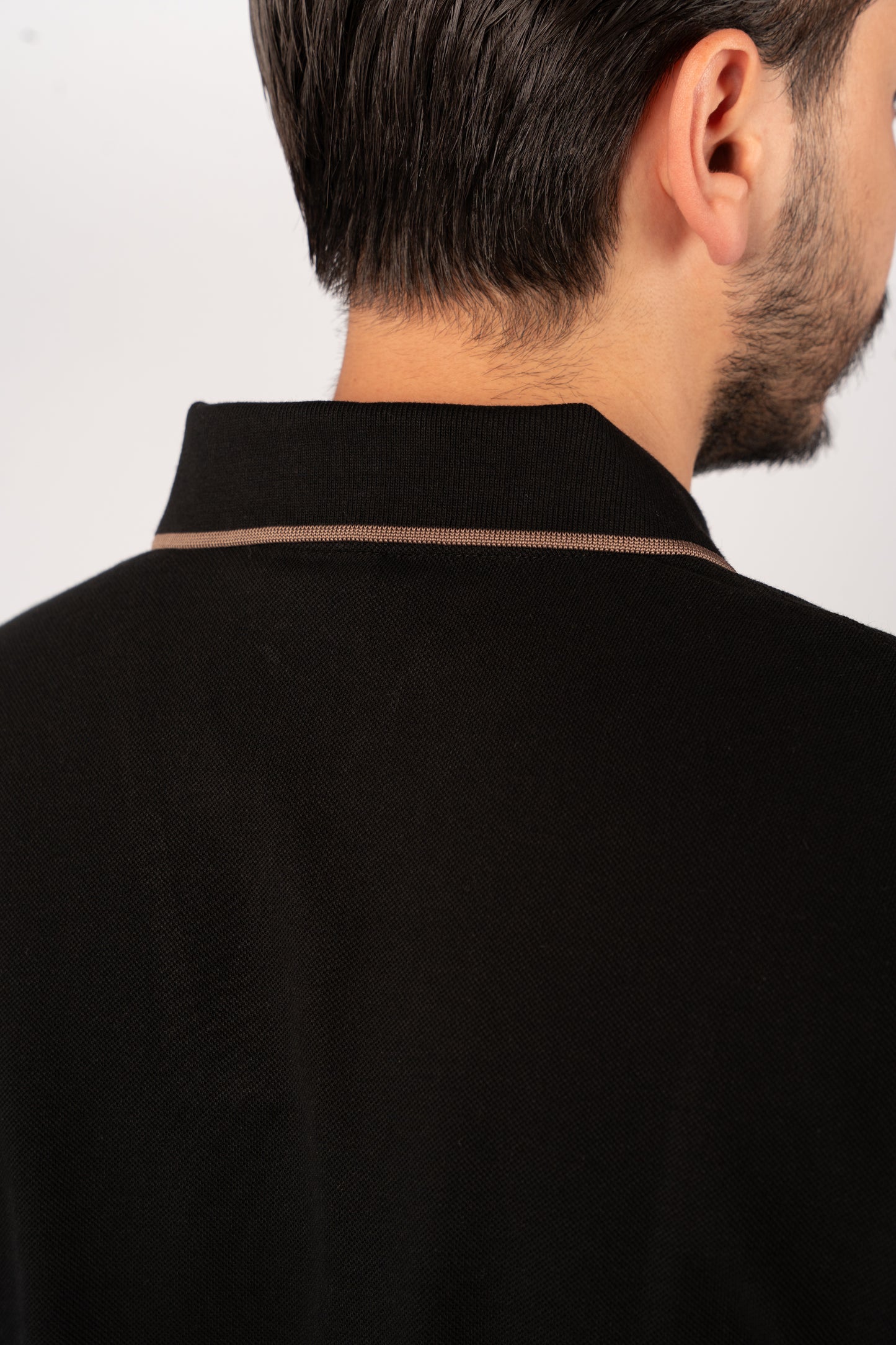 BLACK BROWN LINE VNECK POLO