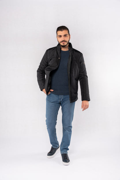 NAVY QUILTED JACKET