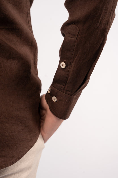 BROWN 100% LINEN SHIRT
