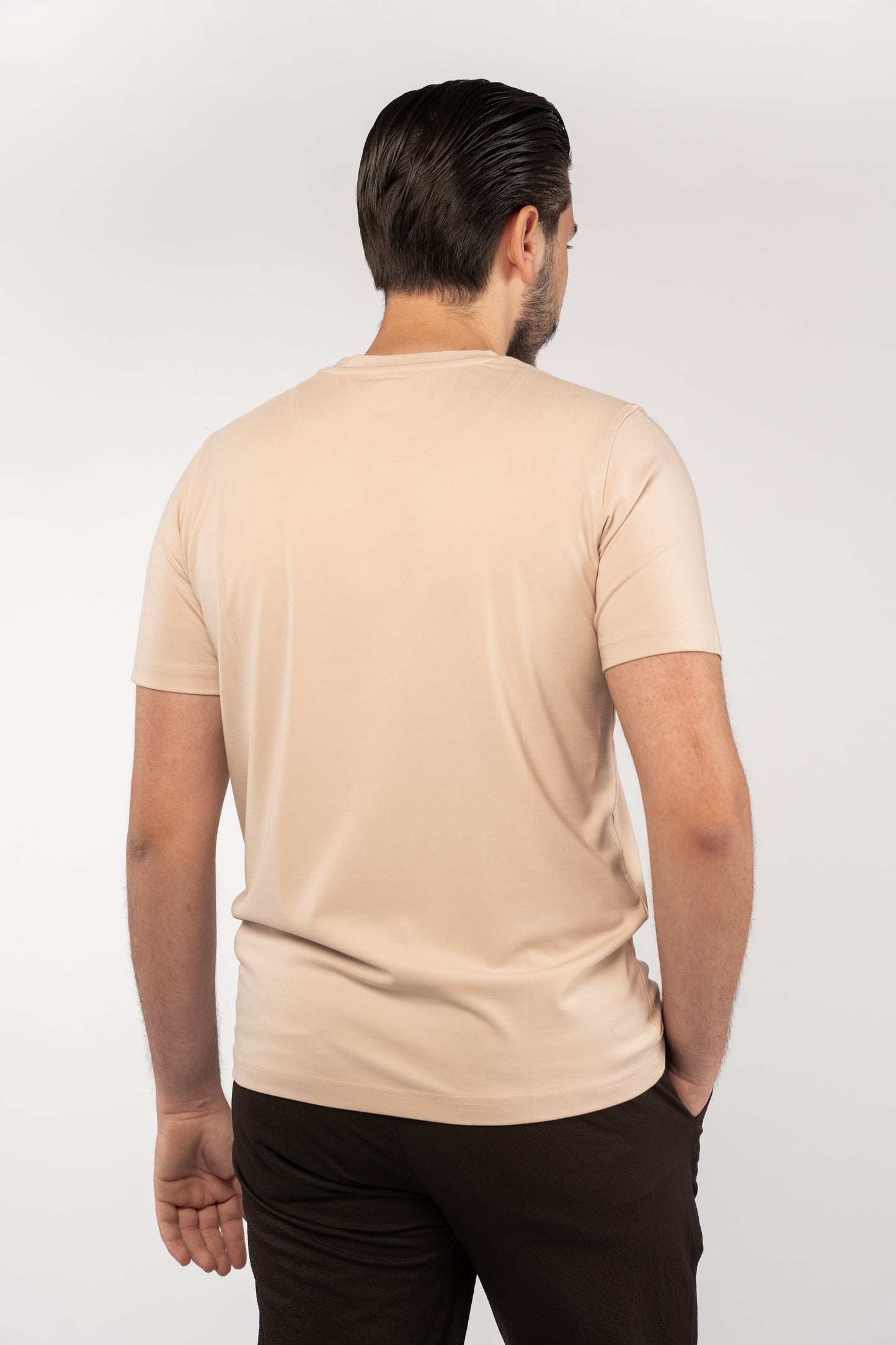 BEIGE CASUAL RAYON TSHIRT