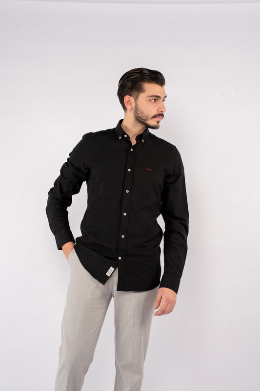 BLACK PIQUET SHIRT
