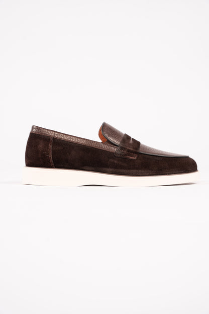 BROWN MIXED PENNY LOAFER