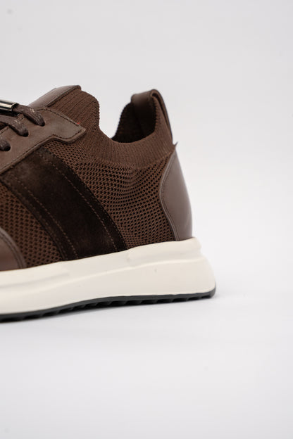 BROWN MIX MATERIAL SNEAKER