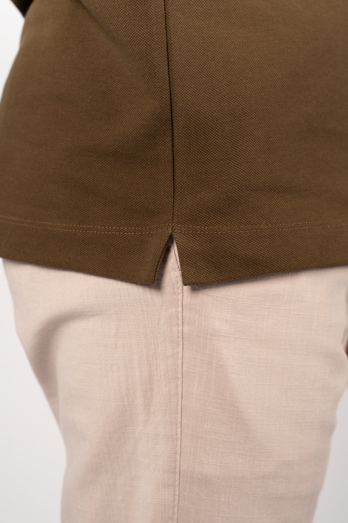 OLIVE CASUAL BUTTON POLO