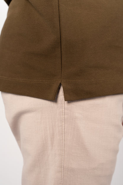 OLIVE CASUAL BUTTON POLO
