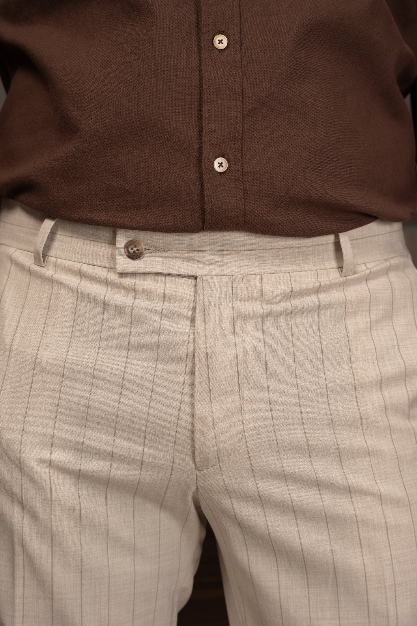 BEIGE LINED DOBETTI SUIT